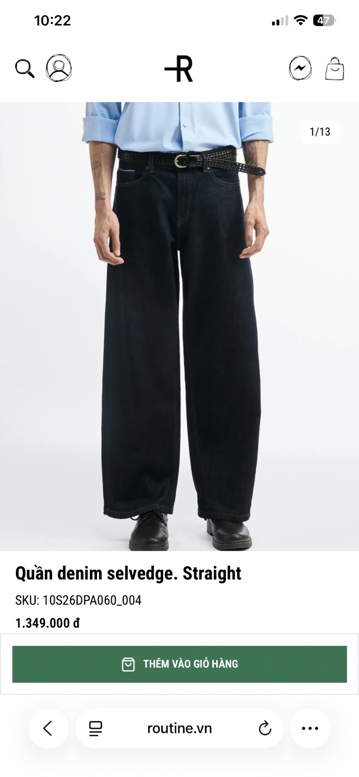 Thanh lý Pass quần nam jeans Routine denim suông màu đen - ảnh 1