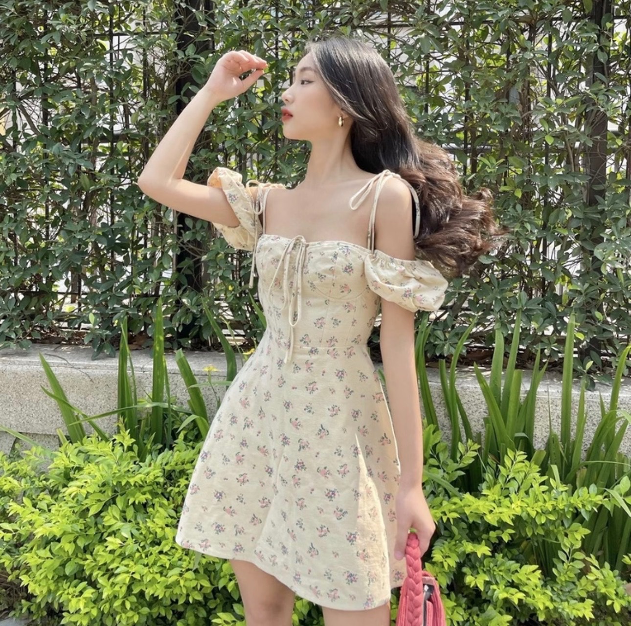 Thanh lý Pass đầm babydoll tay phồng họa tiết hoa nhí - hanami.store - ảnh 2