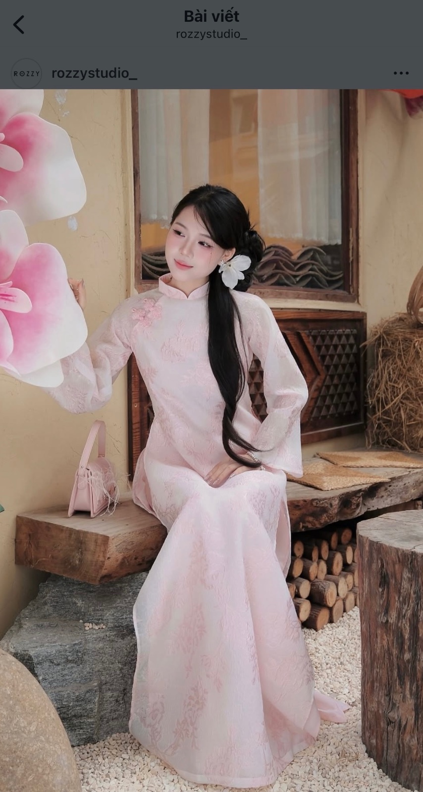 Thanh lý Pass áo dài Rozzy Studio sz M (áo + quần) - Size M - ảnh 2