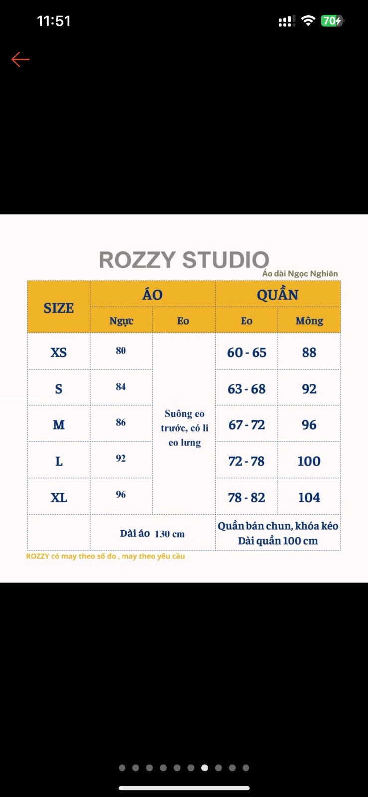 Thanh lý Pass áo dài Rozzy Studio sz M (áo + quần) - Size M - ảnh 5