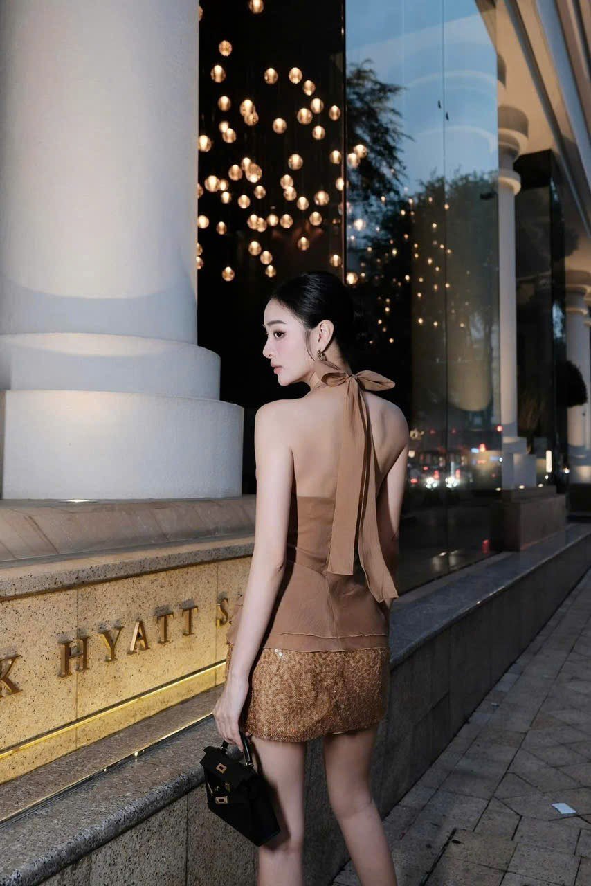 Thanh lý Pass set áo yếm và chân váy đính sequin màu nâu - ChouChou - ảnh 2