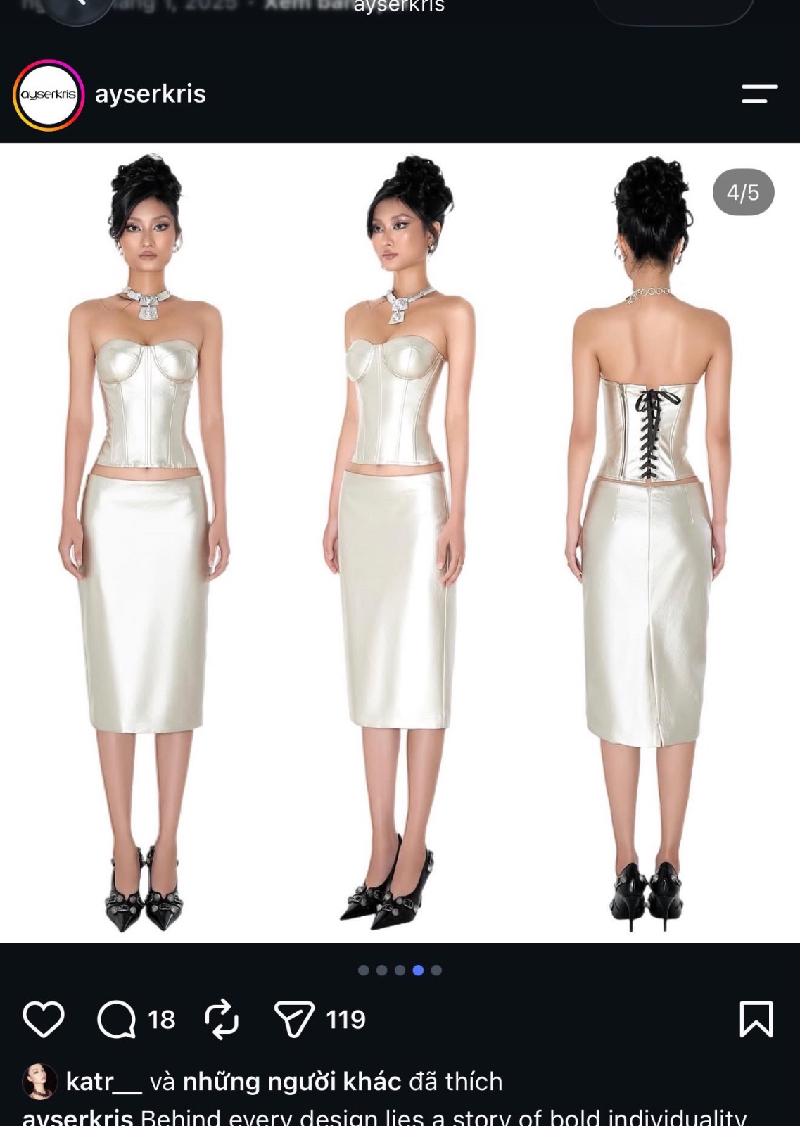Thanh lý Pass áo corset Ayserkris màu bạc ánh kim sang chảnh - ảnh 1