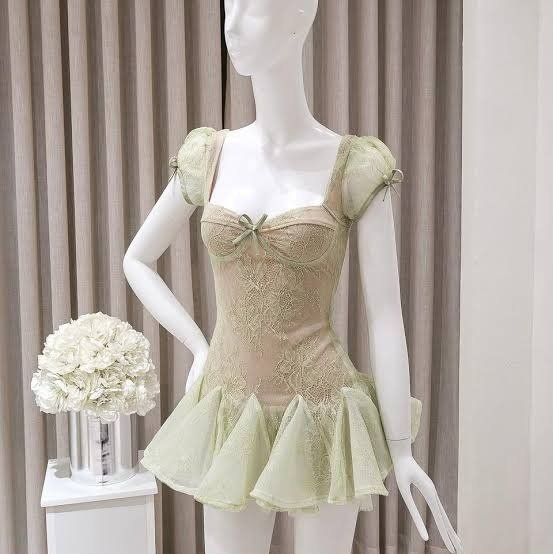 Thanh lý Pass đầm xòe ngắn phối ren tiểu thư màu xanh mint nhạt - Thảo BiBi - ảnh 2