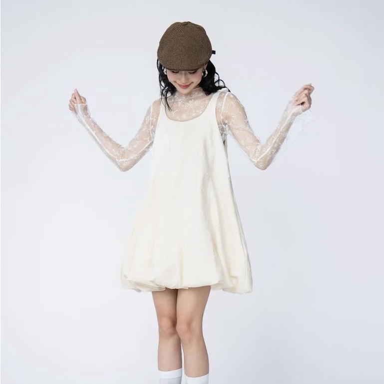 Thanh lý Pass set váy babydoll kem The C.I.U phối tay ren tiểu thư nhẹ nhàng - ảnh 3
