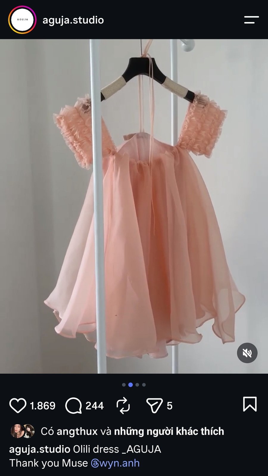 Thanh lý Pass váy Aguja dáng babydoll màu hồng pastel tiểu thư xinh xắn - ảnh 2