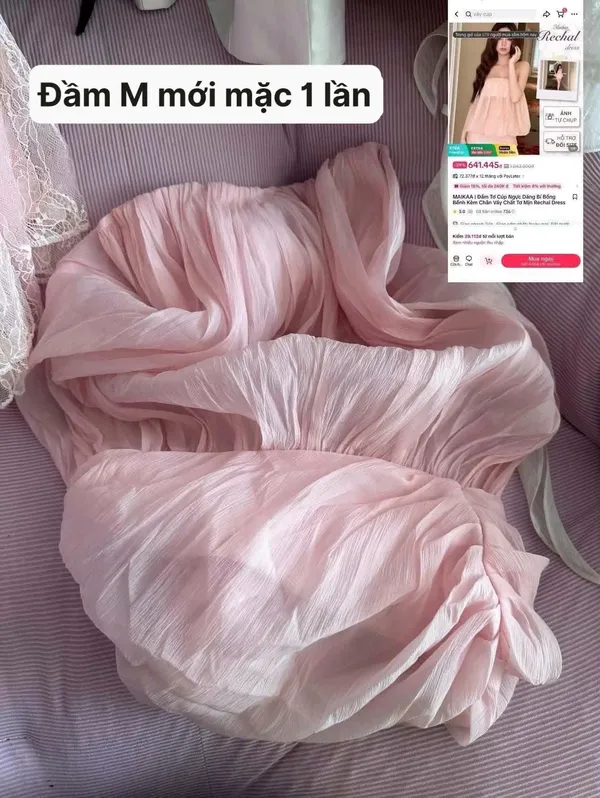 Pass đầm Maikaa màu hồng dáng cúp ngực