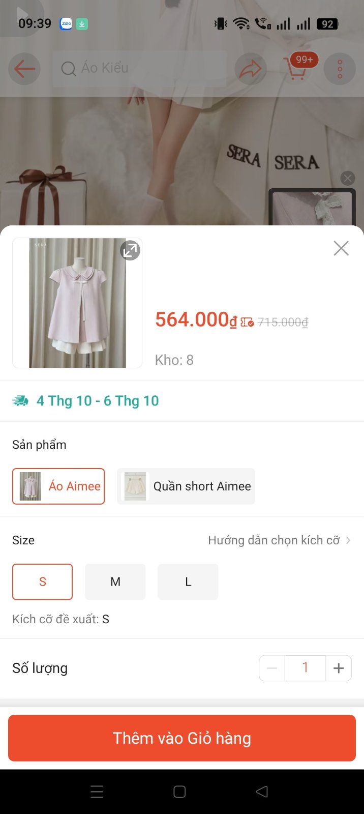 Thanh lý Pass Áo Aimee Sera Dáng Xòe Màu Hồng Phấn Cổ Peter Pan Xinh Xắn - ảnh 3