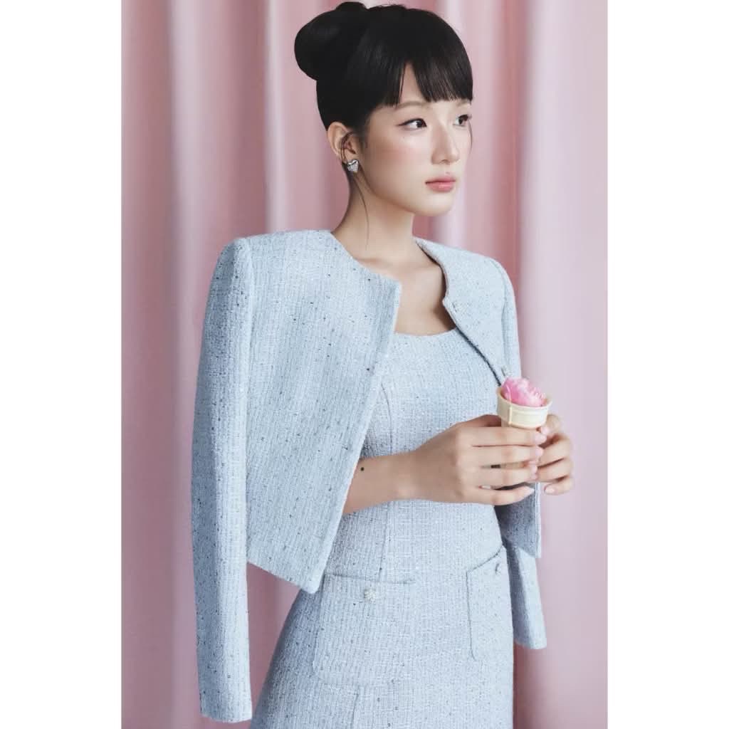 Thanh lý Pass Set váy kèm khoác chất dạ tweed hãng Sweettea Size M - ảnh 4
