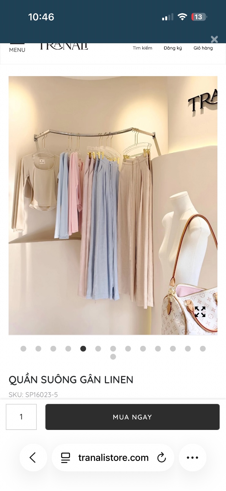 Thanh lý Pass set Trân Ali áo cổ U td và quần suông linen màu xanh - ảnh 4