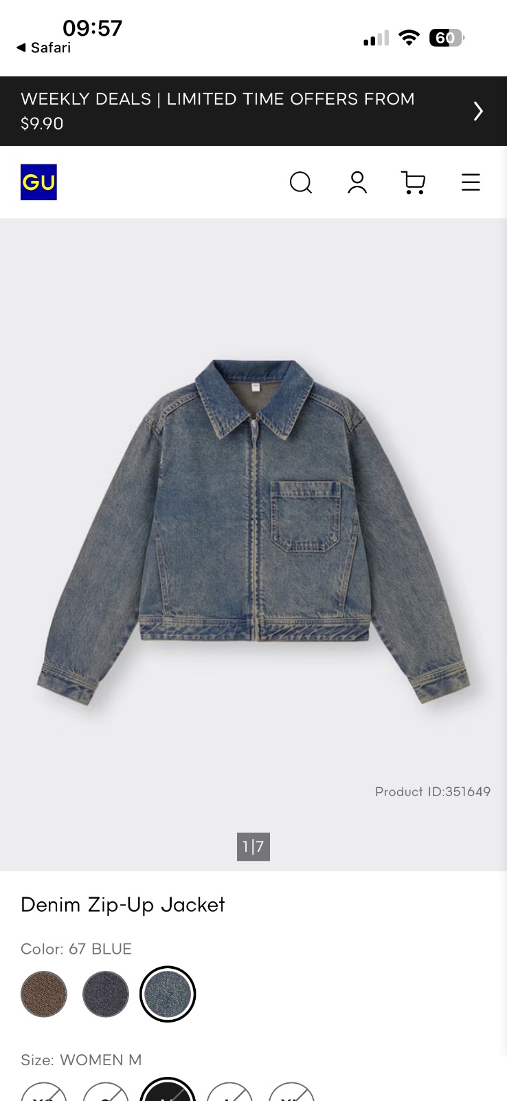 Thanh lý Pass áo khoác jeans lửng hãng GU auth - ảnh 1