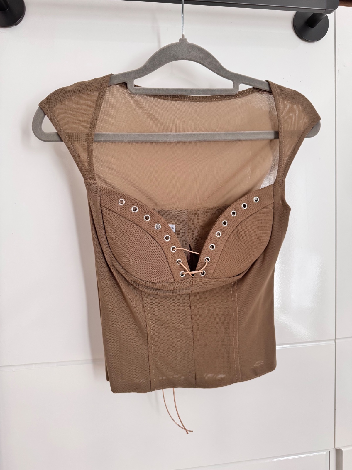 Thanh lý Pass áo corset RUE de RUE màu nâu tây cá tính - ảnh 3