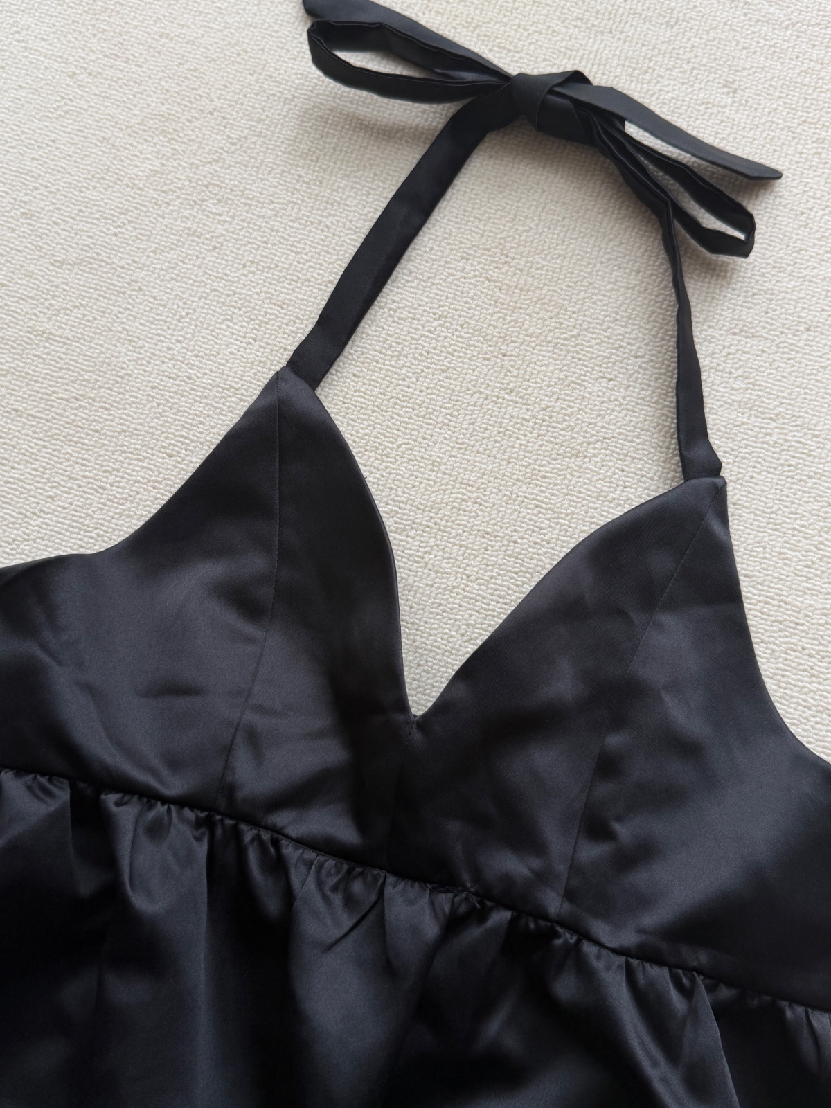 Thanh lý Pass váy Dottie Babydoll đen dáng xòe tiểu thư cột dây cổ xinh xắn - ảnh 2