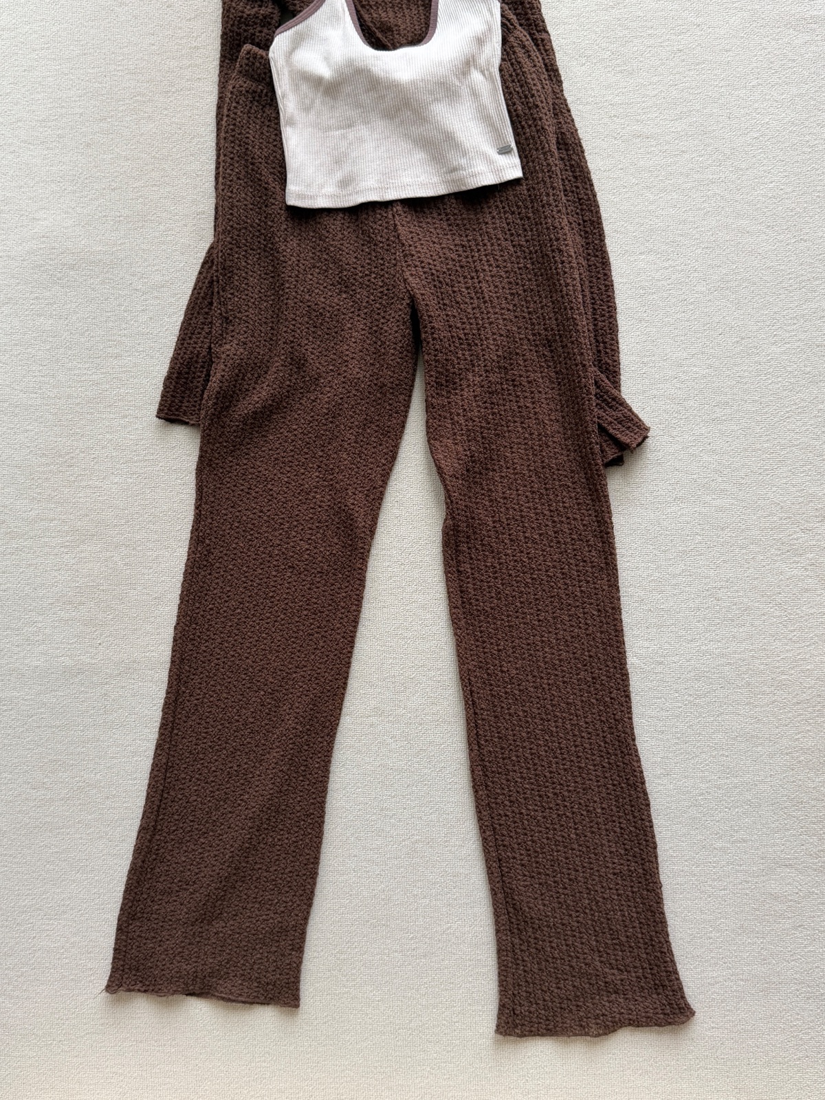 Thanh lý Pass set len nâu PULL&BEAR 3 món gồm áo khoác, yếm buộc dây và quần dài - ảnh 7