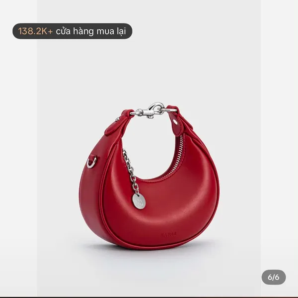 Pass túi xách Hapas dáng bán nguyệt màu đỏ