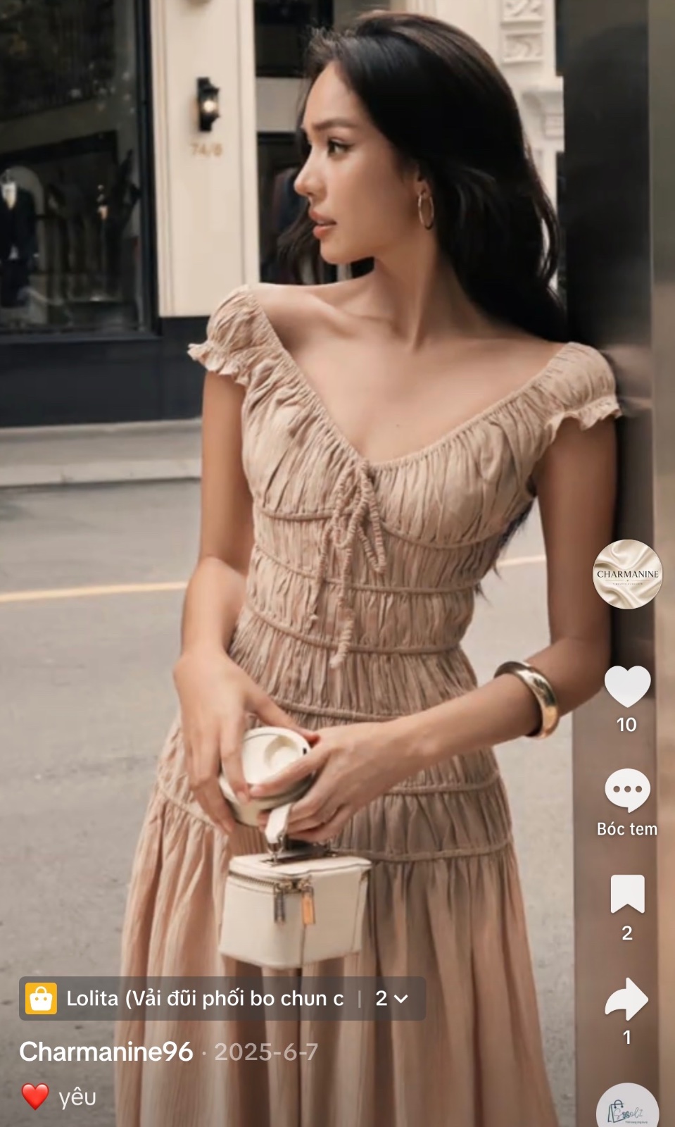 Thanh lý Pass váy đũi dài màu nude nhún eo xinh xắn - ảnh 3