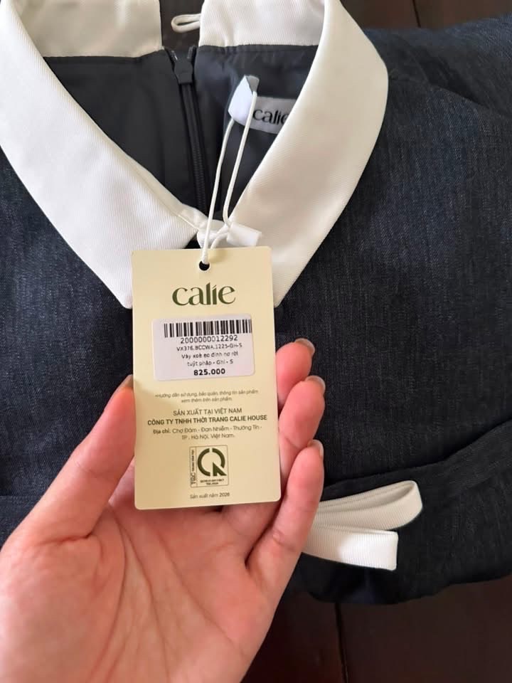 Thanh lý Pass Váy Vintage Calie Màu Xanh Ghi Cổ Trắng Thanh Lịch - ảnh 3