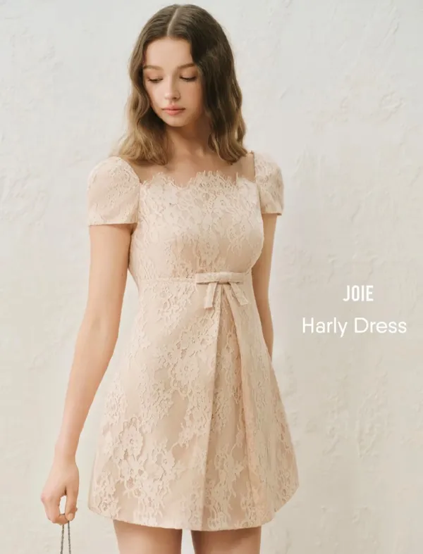 Pass váy ngắn ren JOIE  màu hồng tiểu thư xinh xắn