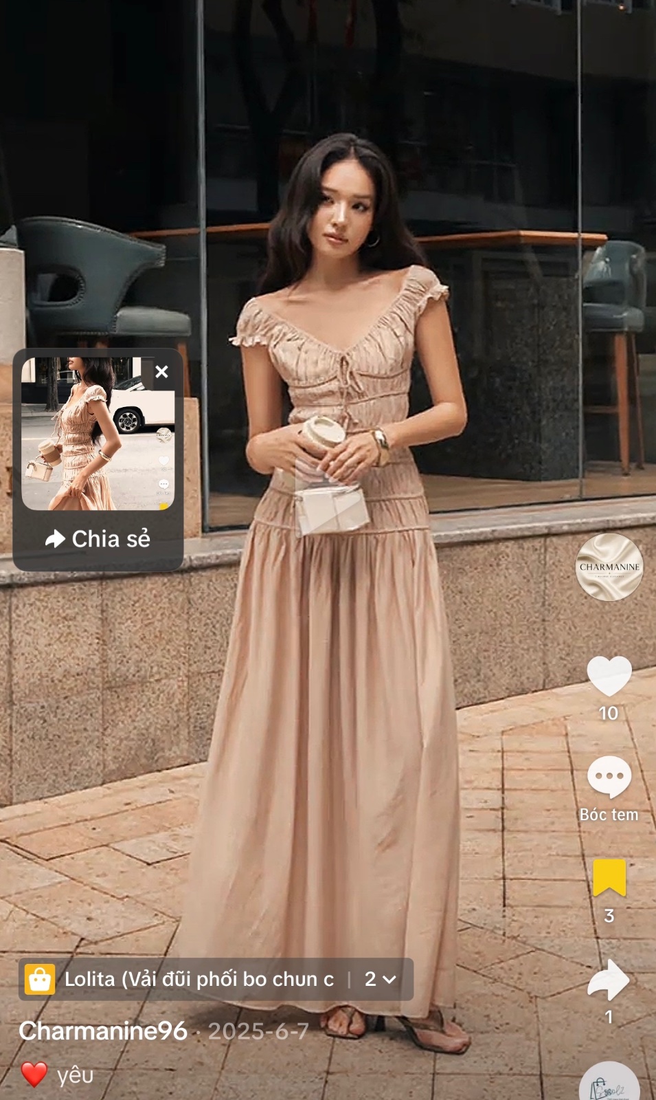Thanh lý Pass váy đũi dài màu nude nhún eo xinh xắn - ảnh 5