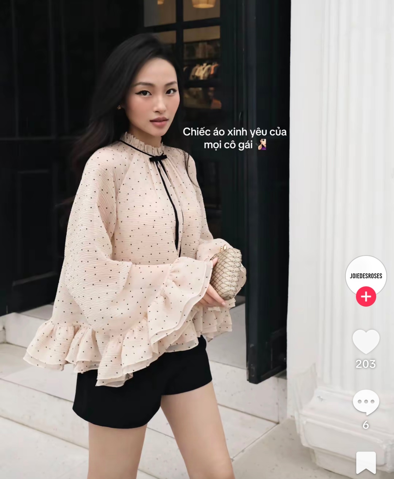 Thanh lý Pass áo Rosa top của Joie Des Roses màu kem thư phối nơ thanh lịch - ảnh 2