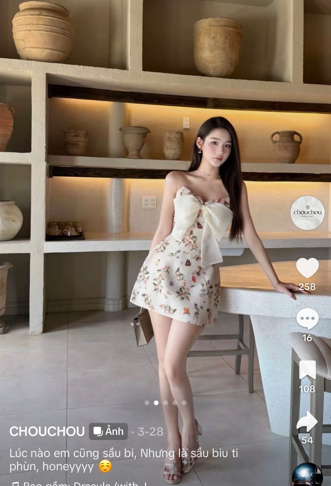 Thanh lý Pass new váy ngắn Chou cúp ngực phối nơ vintage - ảnh 1
