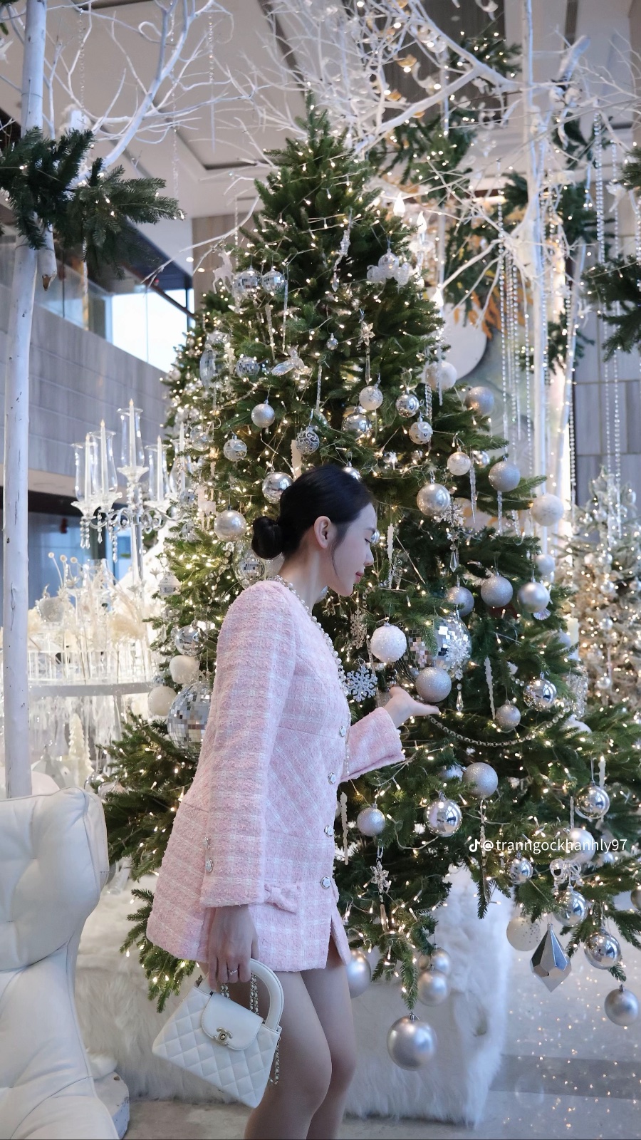Thanh lý Pass váy dạ tweed Cherie dáng suông màu hồng - ảnh 3