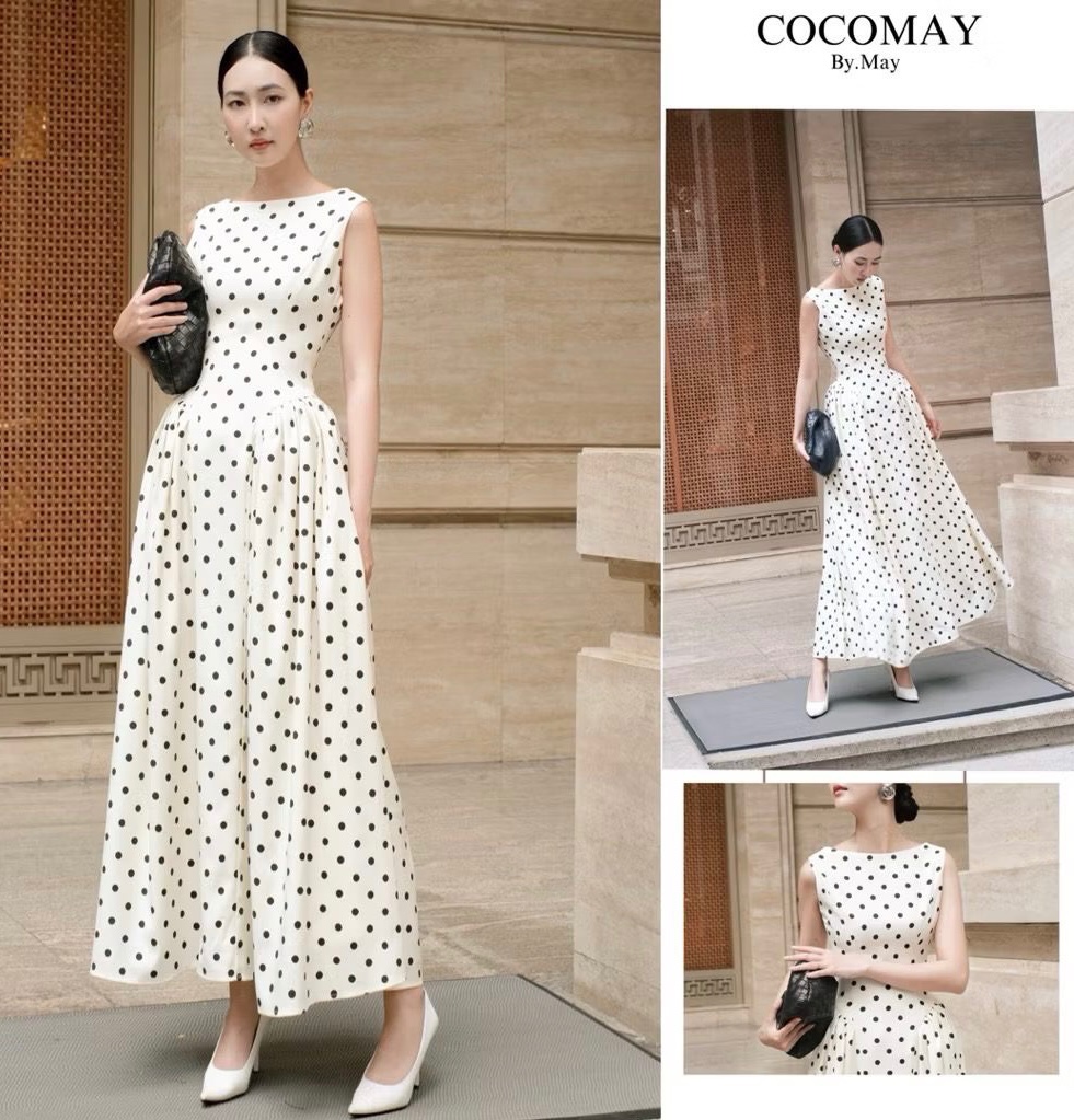 Thanh lý Pass váy maxi COCOMAY chấm bi dáng xòe thanh lịch - ảnh 2