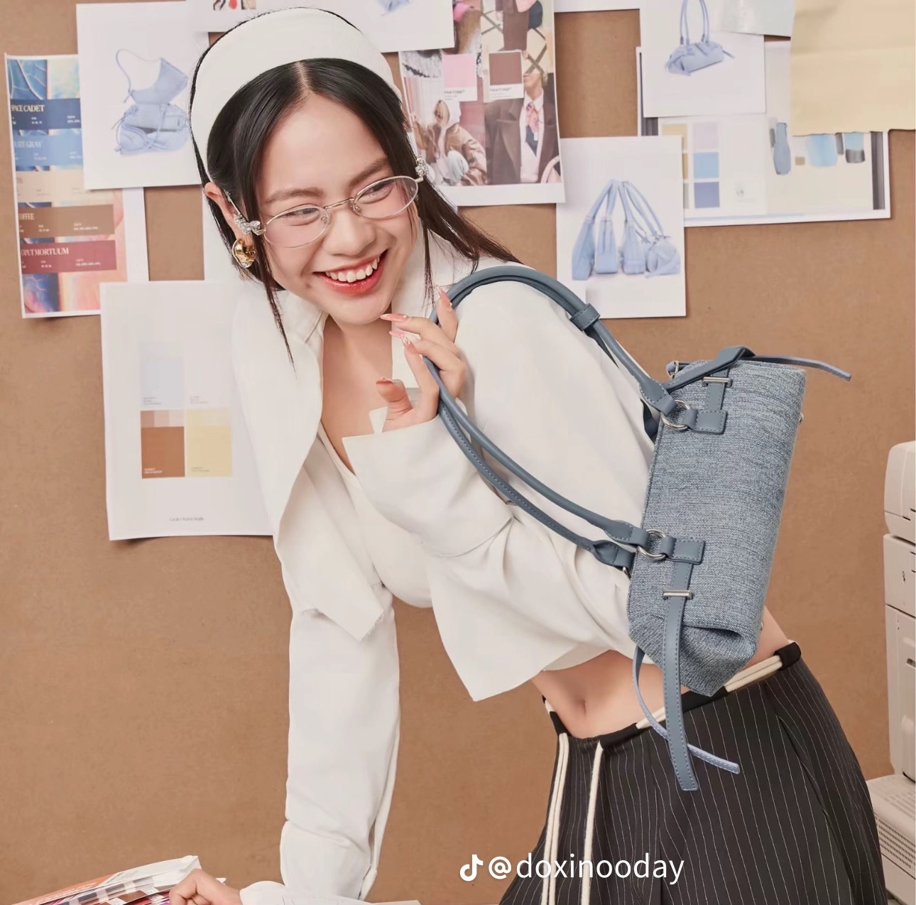 Thanh lý Pass túi HAPAS dáng trụ màu xanh denim trẻ trung - ảnh 3