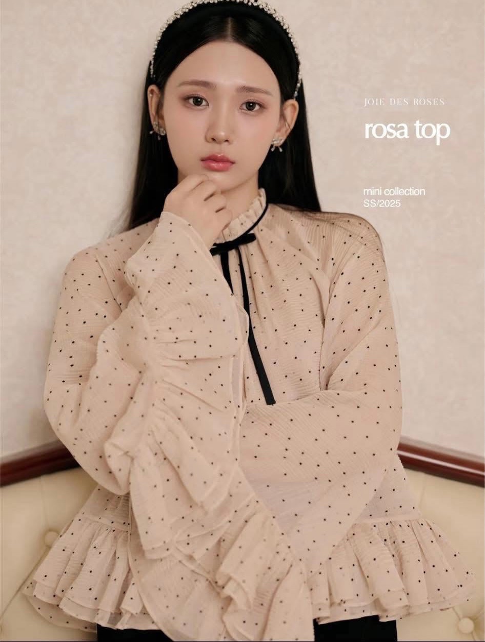 Thanh lý Pass áo Rosa top của Joie Des Roses màu kem thư phối nơ thanh lịch - ảnh 3