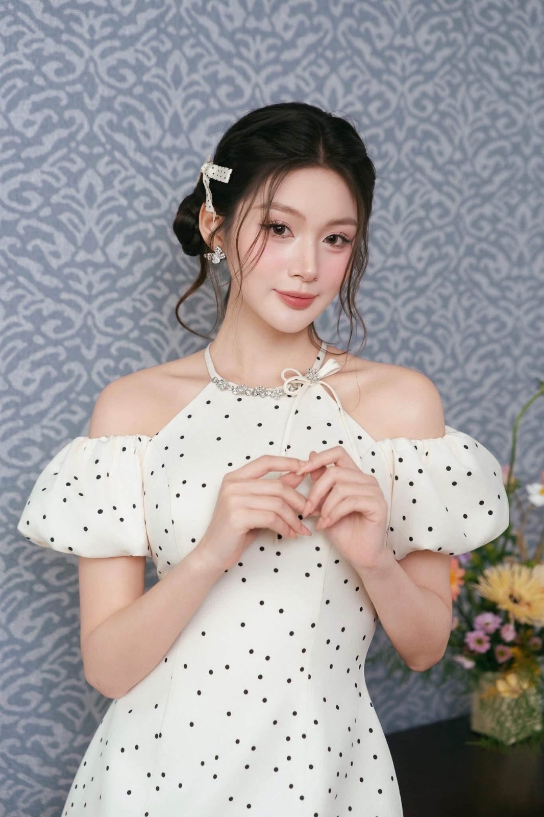 Thanh lý Pass váy ngắn chấm bi trễ vai xinh xắn chính hãng Zamy - ảnh 2