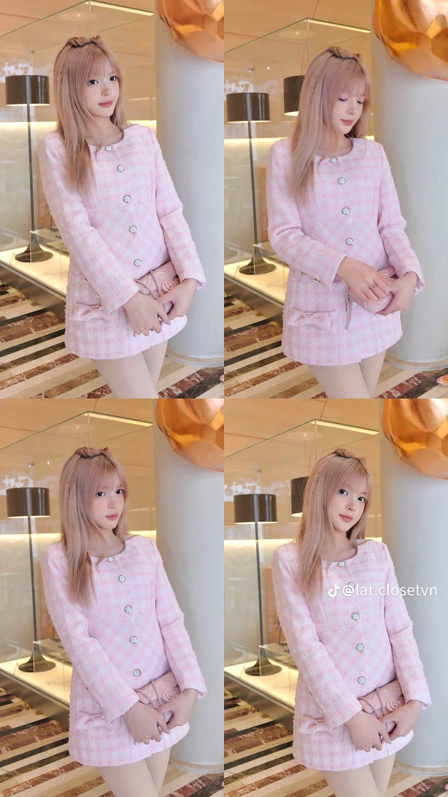 Thanh lý Pass váy dạ tweed Cherie dáng suông màu hồng - ảnh 2