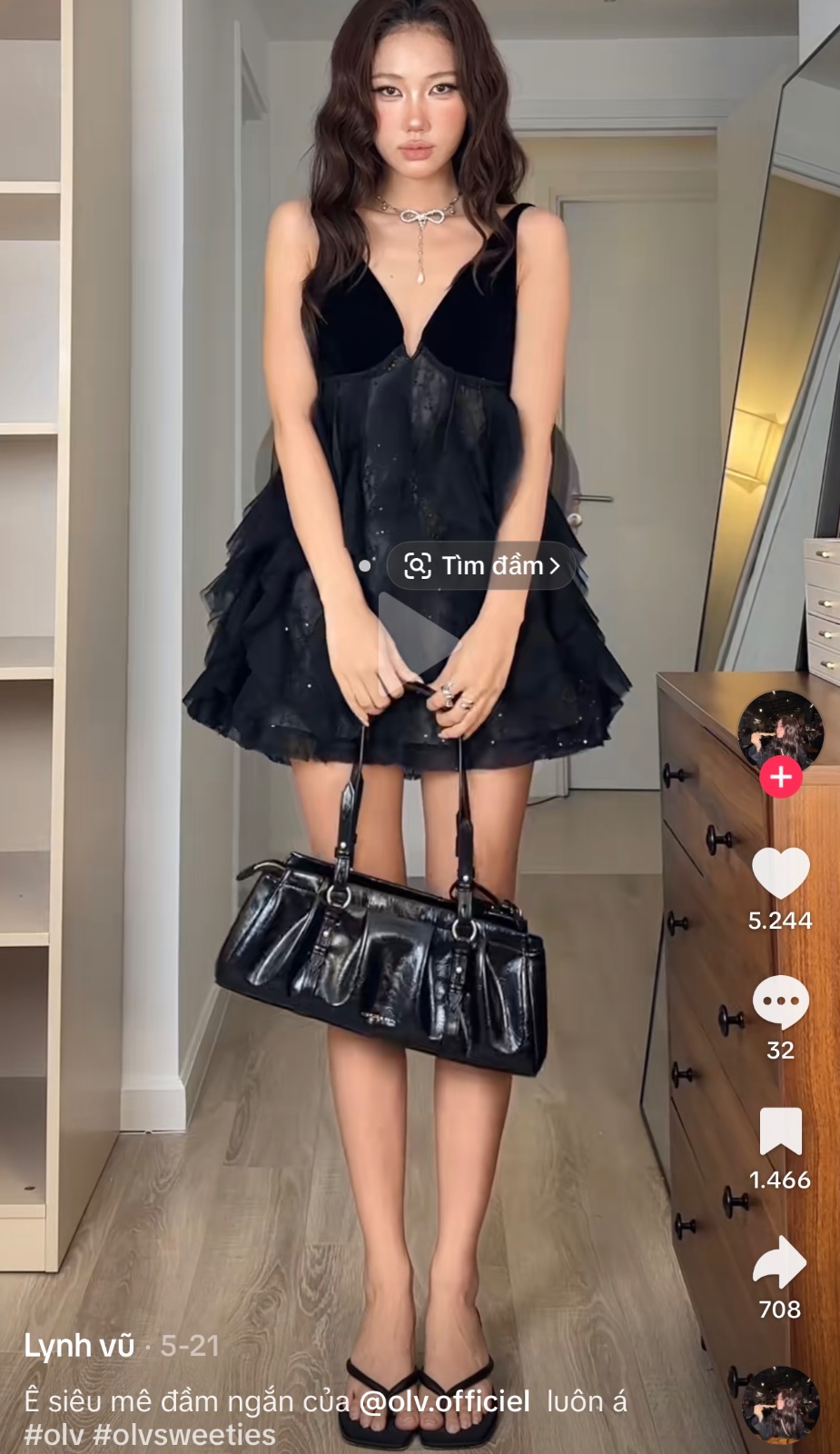 Thanh lý Pass váy babydoll ngắn màu đen OLV dễ thương Size M - ảnh 2