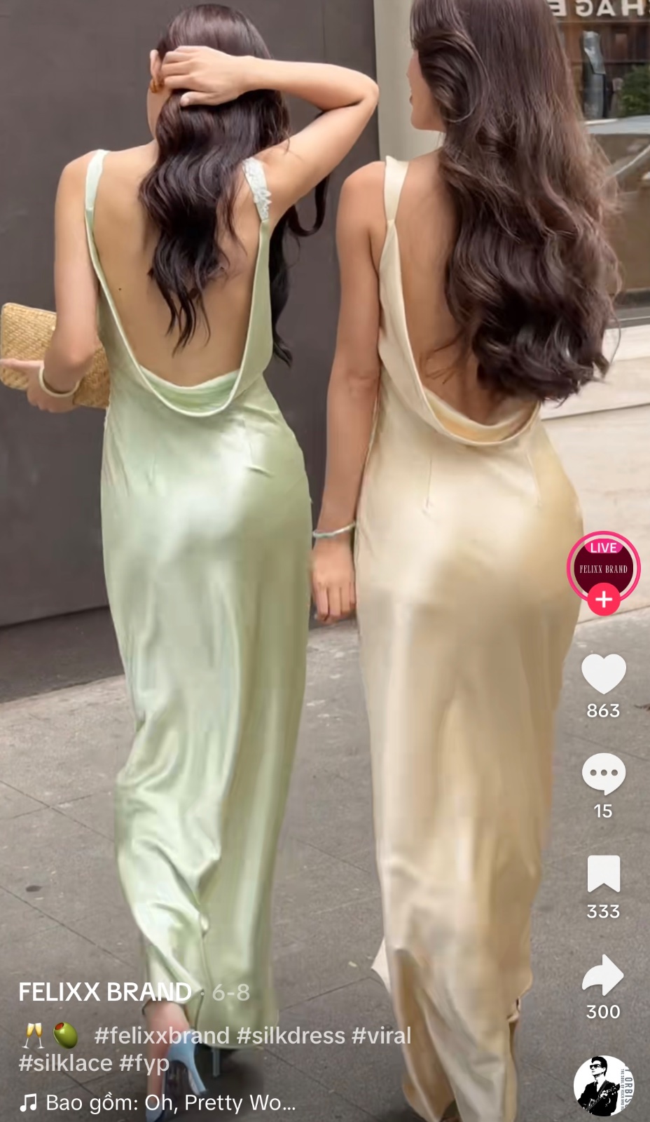 Thanh lý Pass váy lụa Felixx hai dây màu xanh mint dáng dài phối ren - ảnh 2