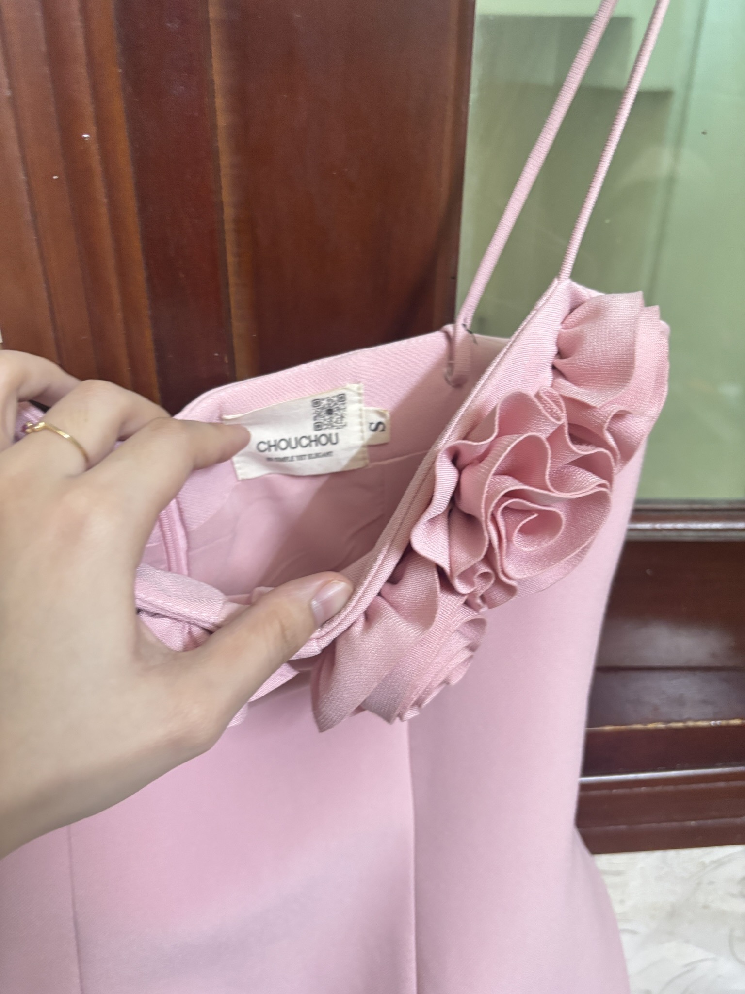 Thanh lý Pass váy hai dây ChouChou màu hồng pastel mix hoa - ảnh 3
