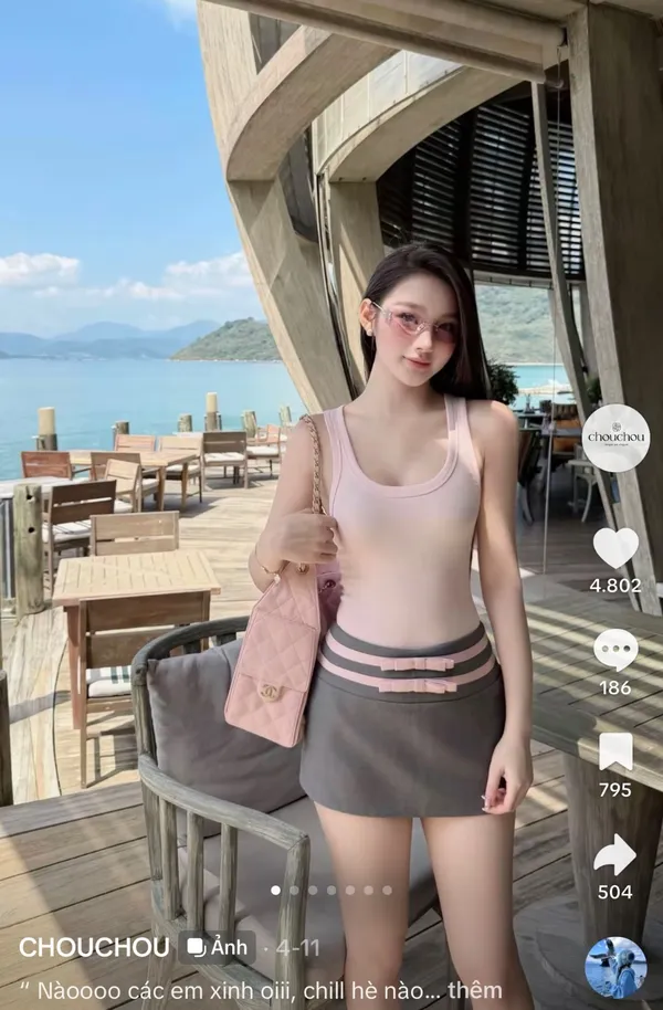 Pass set áo balo phối chân váy xám ChouChou 