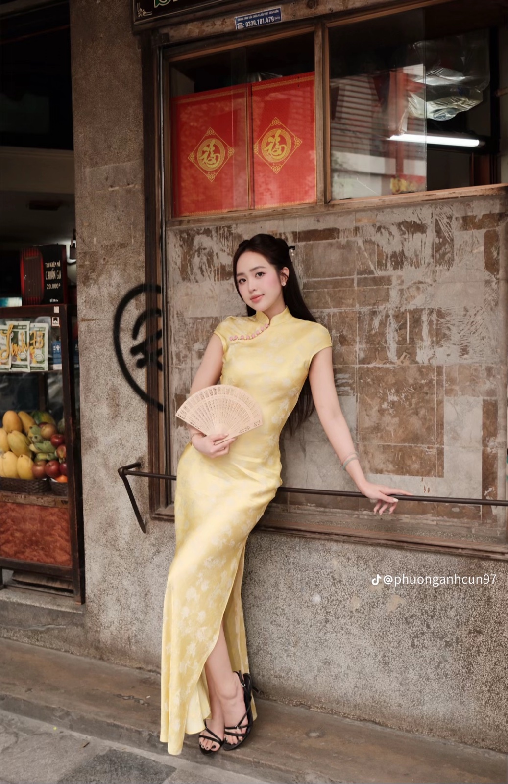 Thanh lý Pass váy sườn xám cách tân FELIXX màu vàng  - ảnh 6