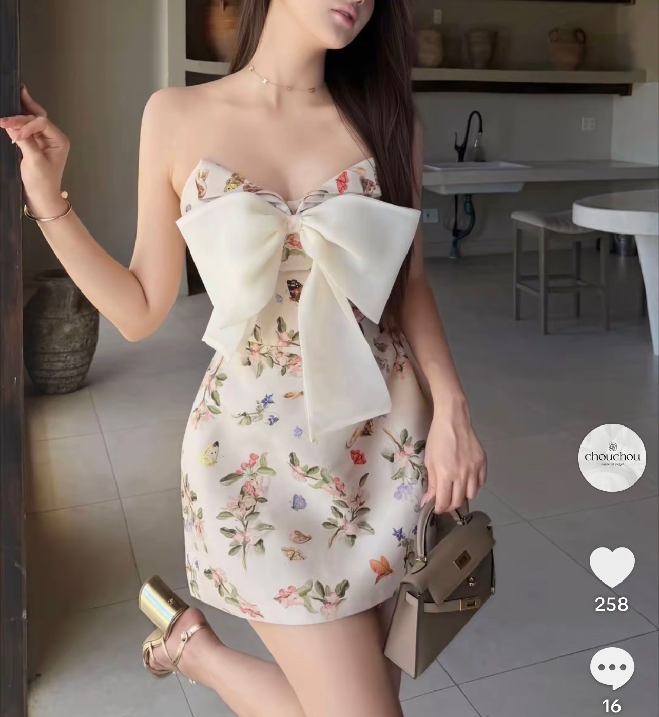 Thanh lý Pass new váy ngắn Chou cúp ngực phối nơ vintage - ảnh 3