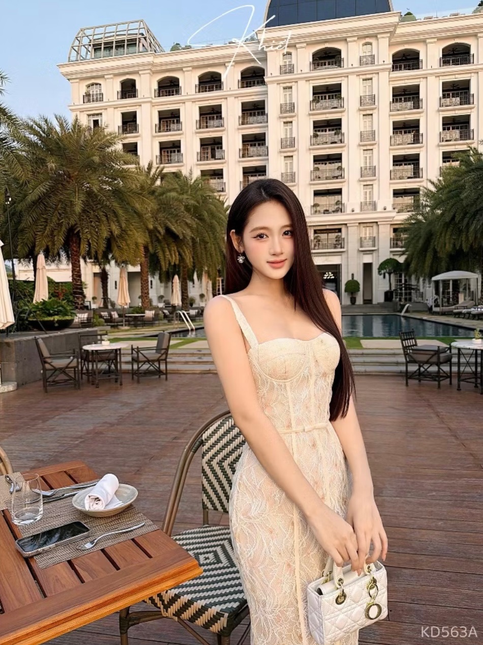 Thanh lý Pass đầm Khiết maxi dáng dài ôm corset màu kem - ảnh 3