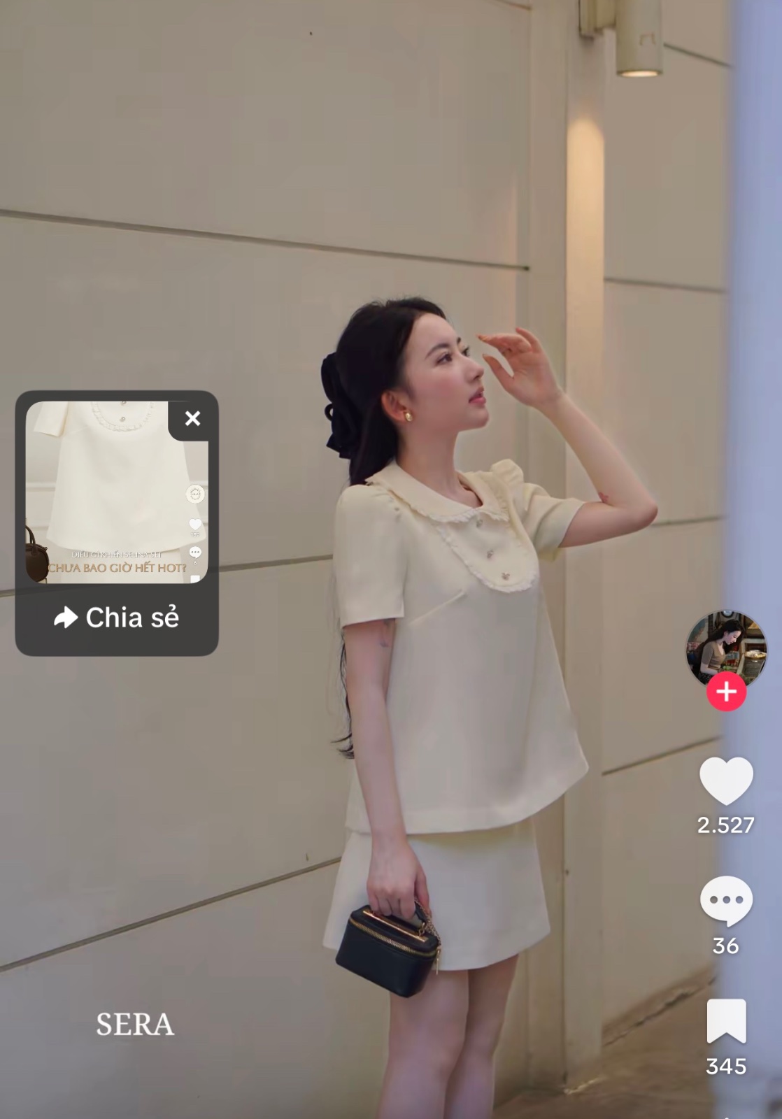 Thanh lý Pass set Selina áo phối cv tone kem phong cách tiểu thư - ảnh 3