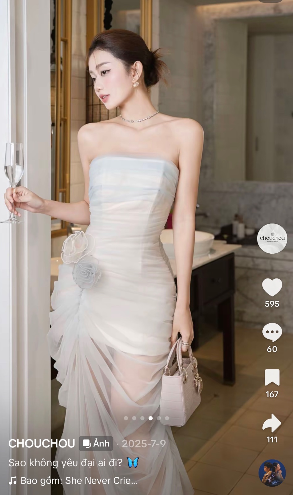 Thanh lý Pass váy ChouChou cúp ngực dáng dài phối ren trong suốt - ảnh 1