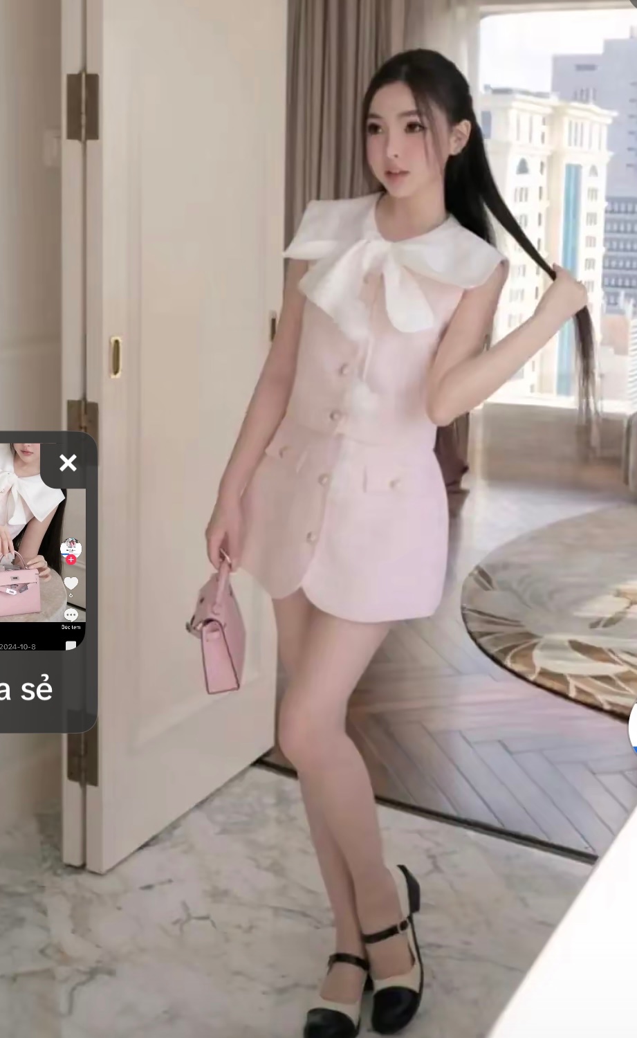 Thanh lý Pass set tiểu thư màu hồng ChouChou phối cổ nơ xinh xắn - ảnh 3
