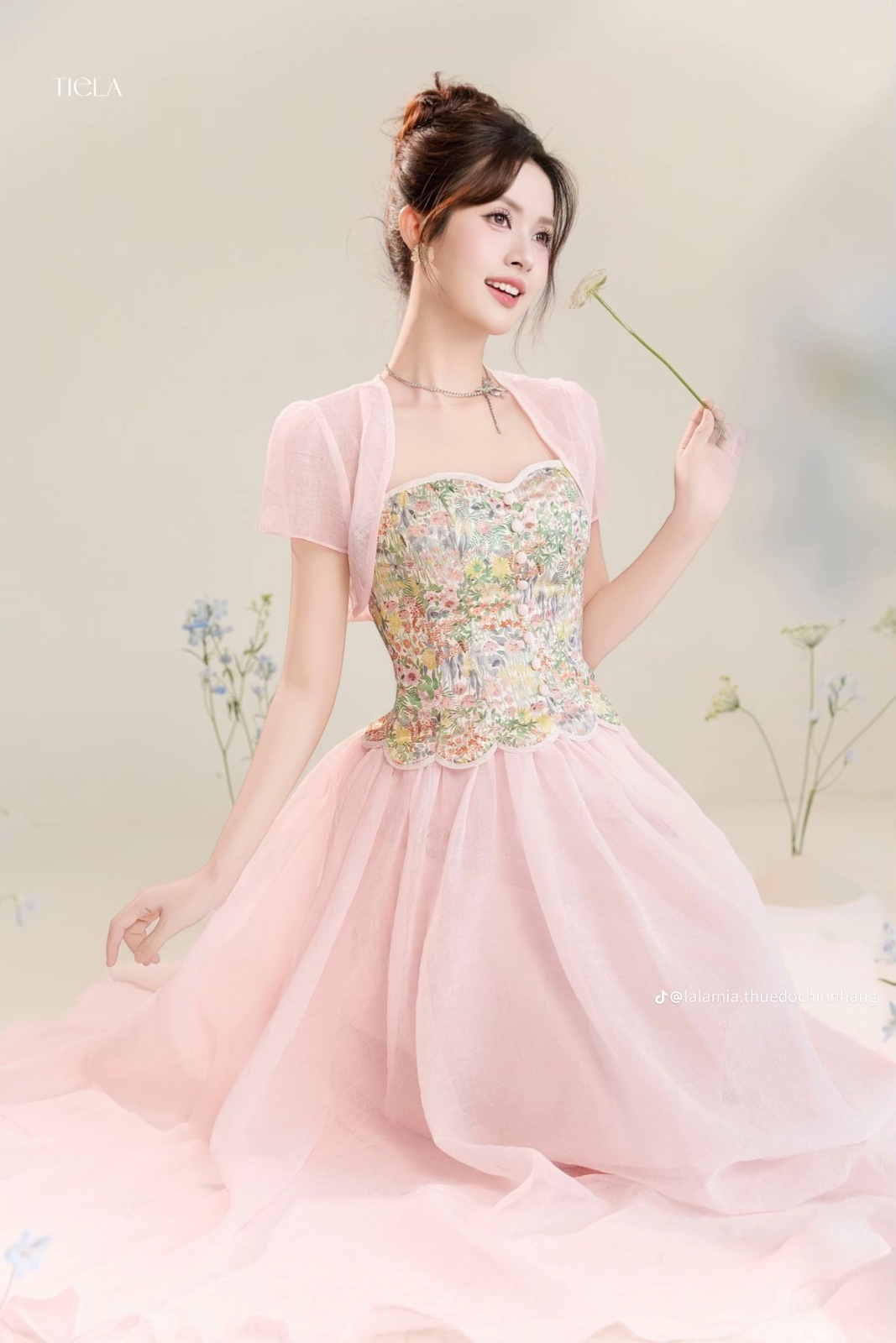 Thanh lý Pass set đầm phối khoác nhẹ Tiela màu hồng nàng thơ size 2XL - ảnh 3