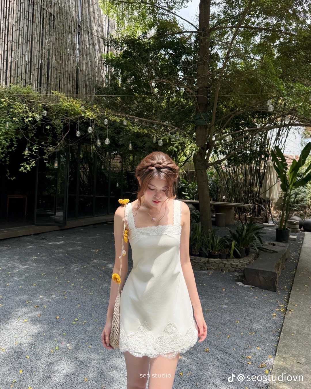 Thanh lý Pass váy dáng suông phối ren tiểu thư nhẹ nhàng Seo Studio - ảnh 3