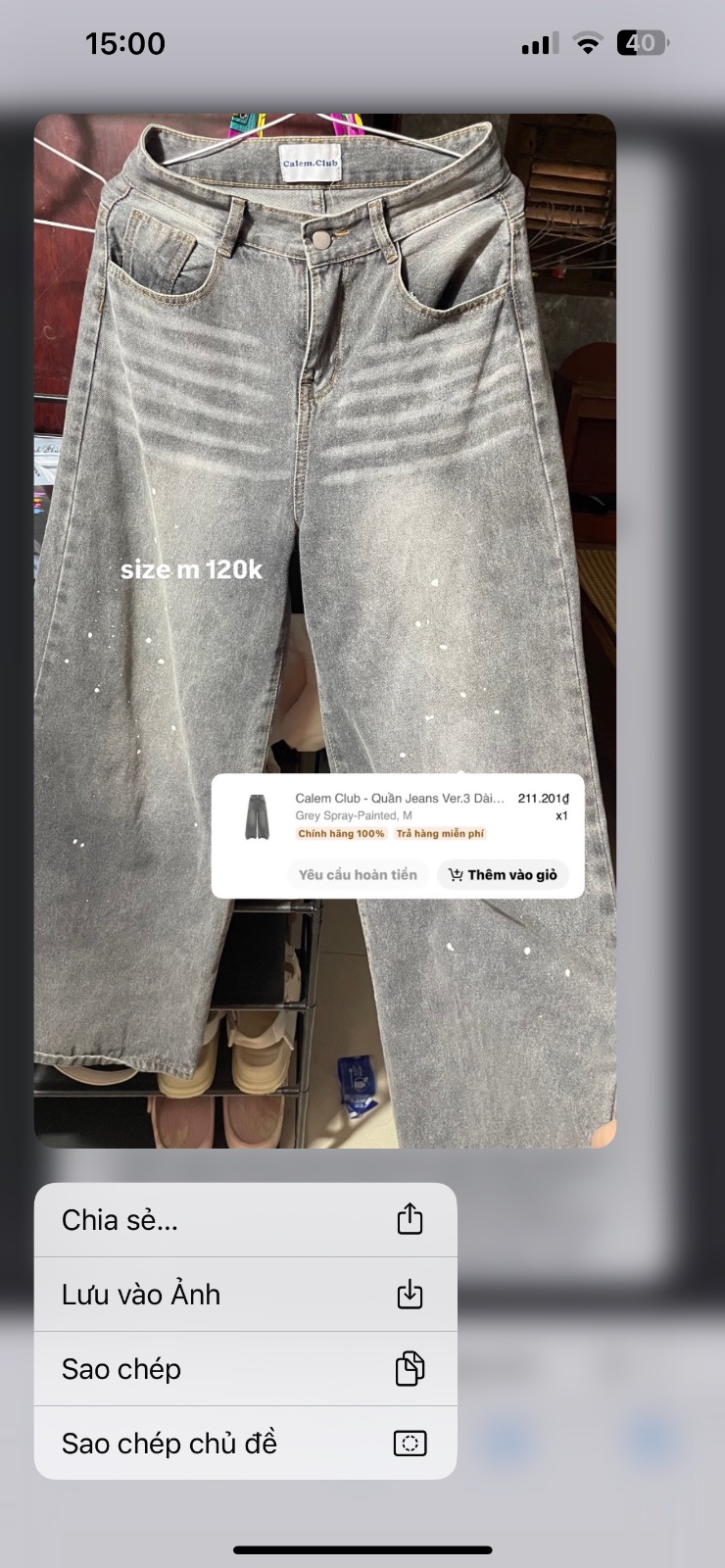 Thanh lý Pass quần jeans Calem Club ống rộng màu xám khói cá tính - ảnh 3