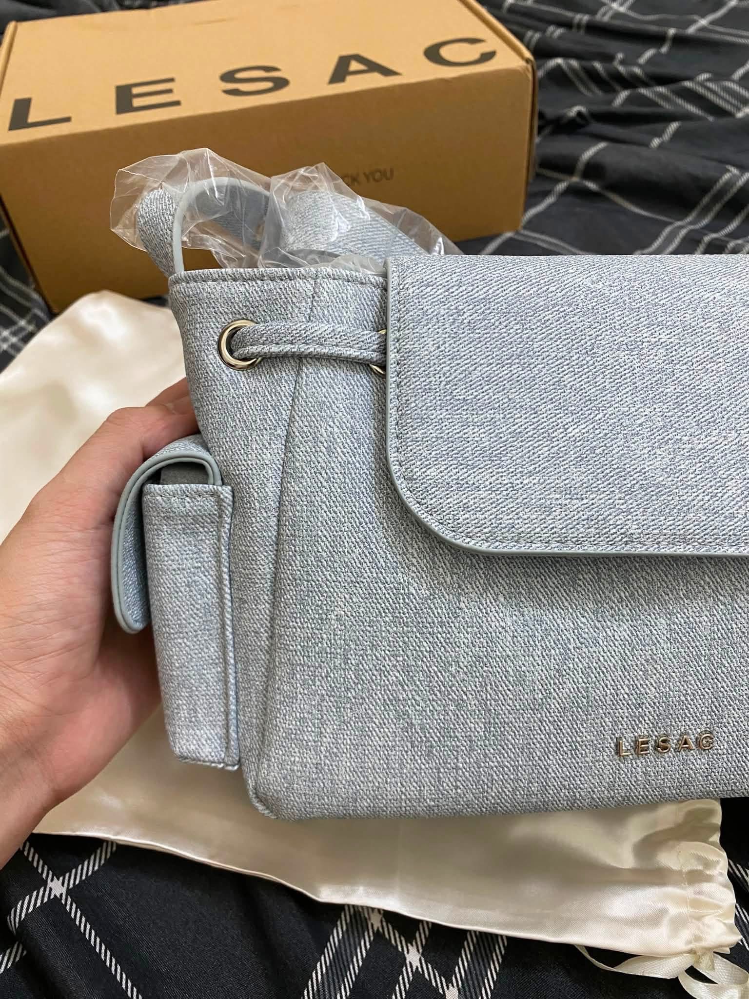Thanh lý Pass túi chính hãng Lesac màu xanh denim new tag - ảnh 5