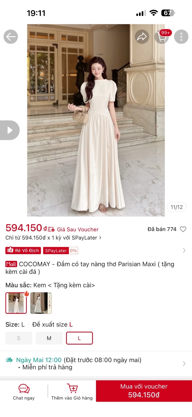 Thanh lý Pass đầm Cocomay dáng dài tay bồng size L - ảnh 3