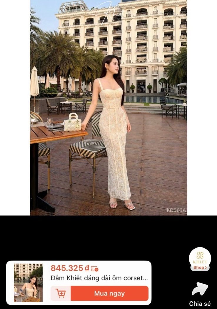 Thanh lý Pass đầm Khiết maxi dáng dài ôm corset màu kem - ảnh 4