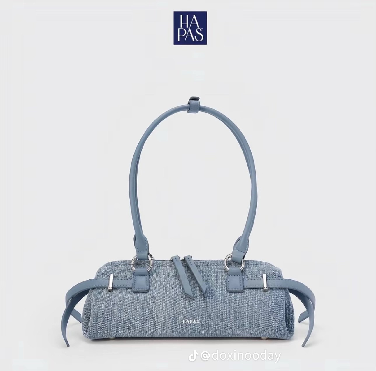 Thanh lý Pass túi HAPAS dáng trụ màu xanh denim trẻ trung - ảnh 1