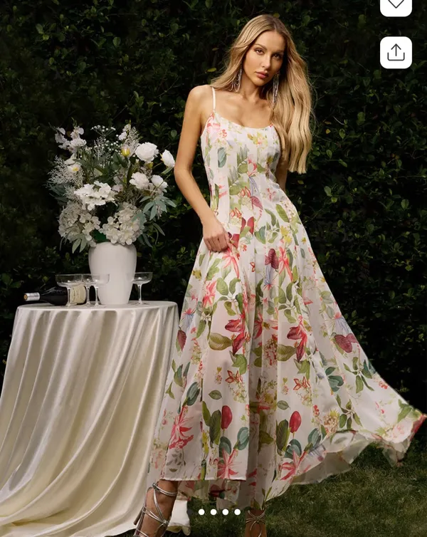 Pass váy maxi hãng Bella Barnett họa tiết hoa lá nhẹ nhàng