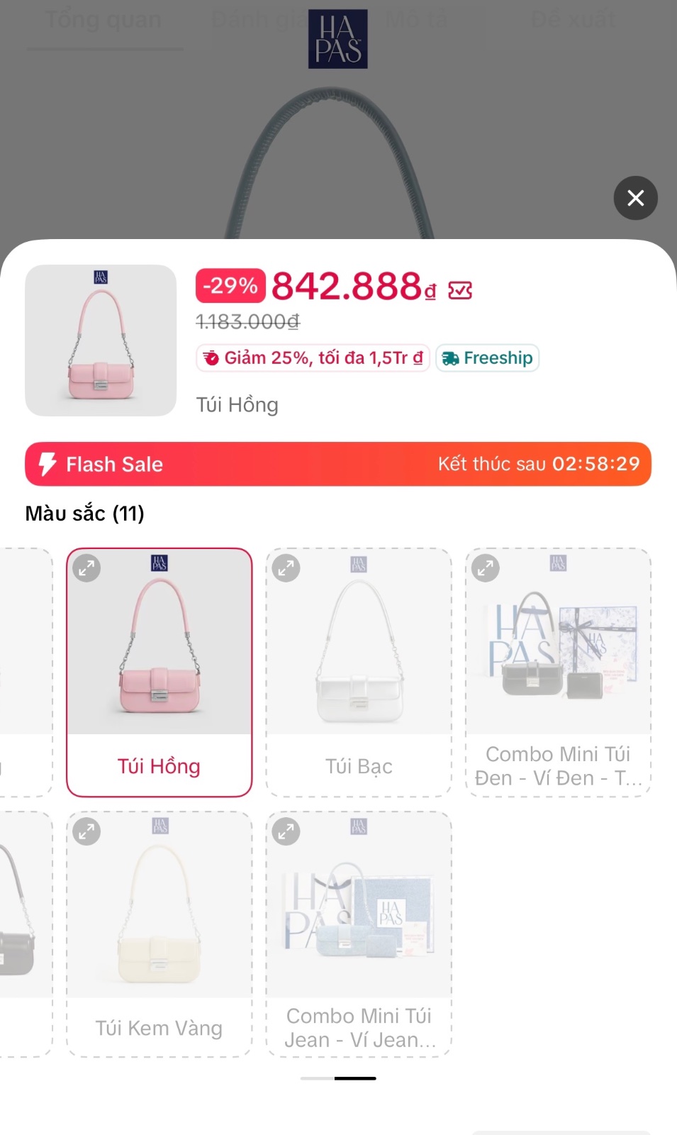 Thanh lý Pass túi kẹp HAPAS hồng pastel có box - ảnh 3