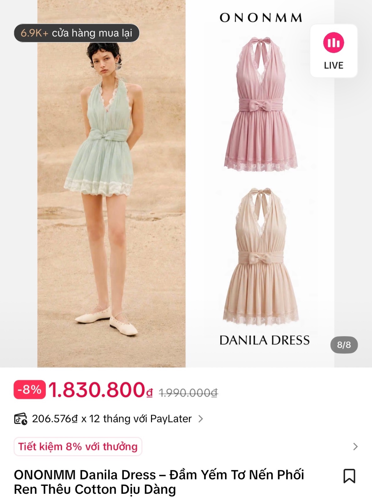 Thanh lý Pass Đầm Yếm Màu Hồng Ononmm Danila  - ảnh 2